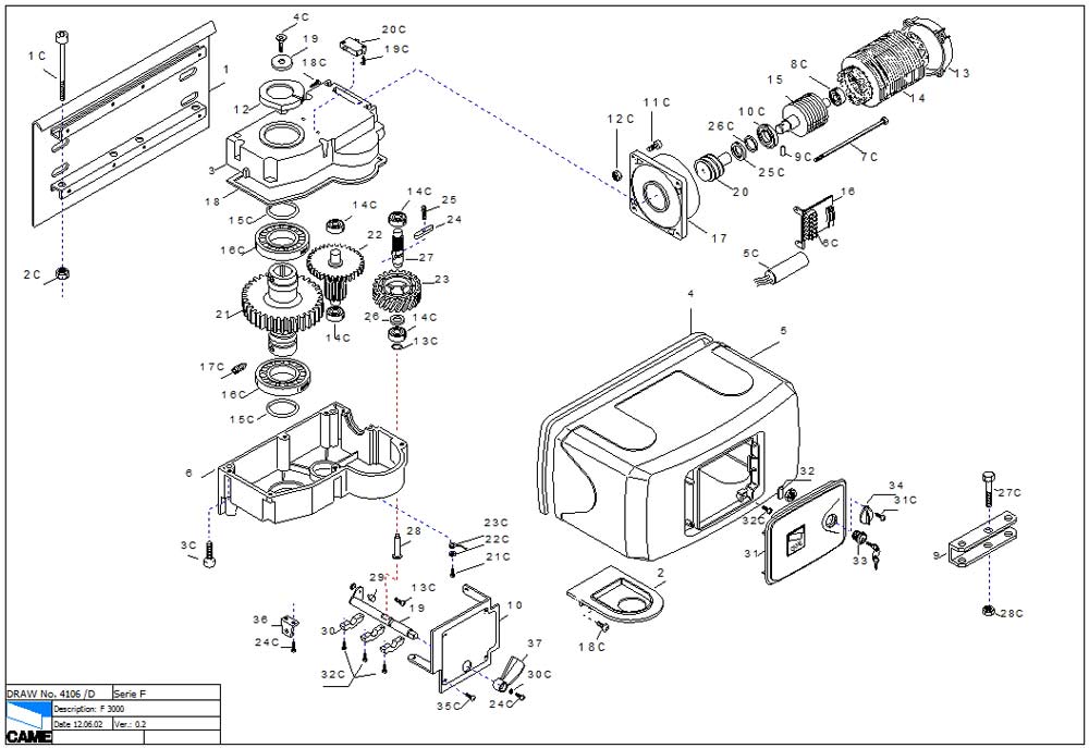 схема привода F3000 автоматики CAME