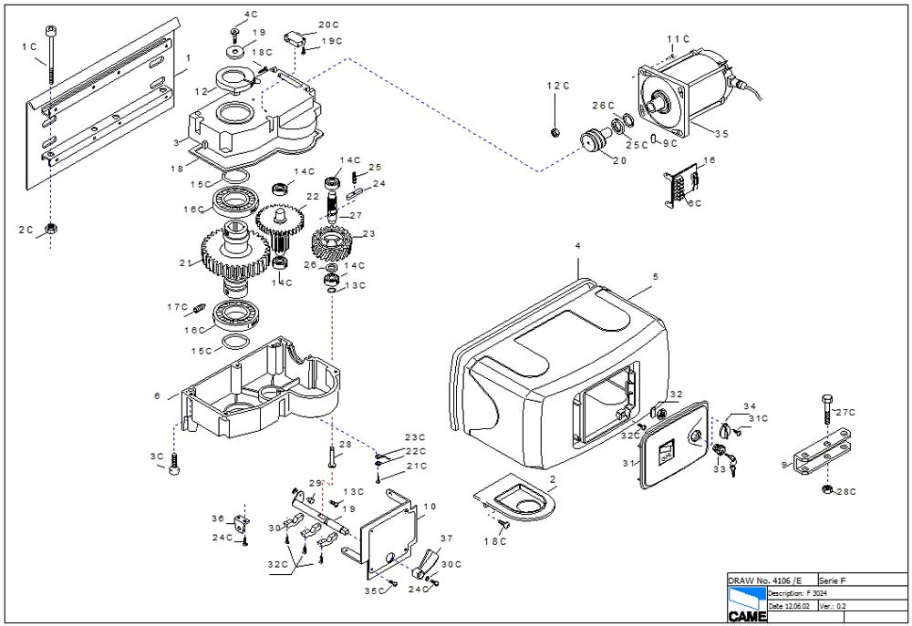 схема привода F3024 автоматики CAME