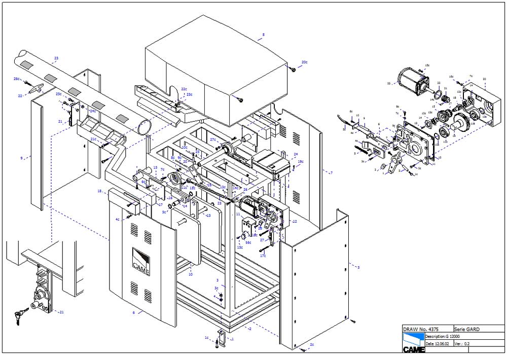 схема шлагбаума G12000 автоматики CAME